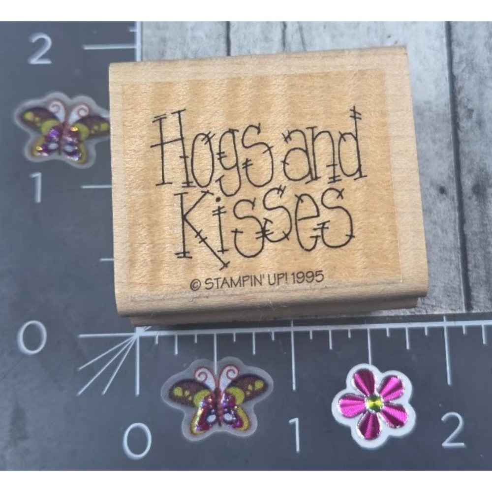 Stampin' Up! Hugs and Kisses 1995 Love Valentine's Rubber Stamp Wood #K107